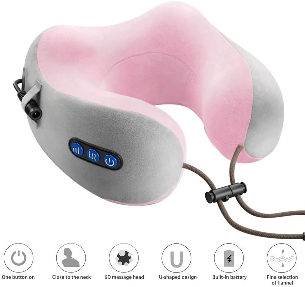 U-Shaped Massage Pillow with Heat – Portable Neck Massager