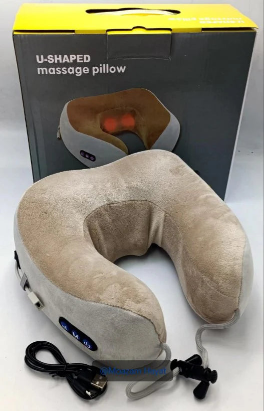 U-Shaped Massage Pillow with Heat – Portable Neck Massager