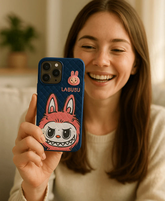 Labubu - 3D Bunny Woven‑Texture Protective iPhone Case