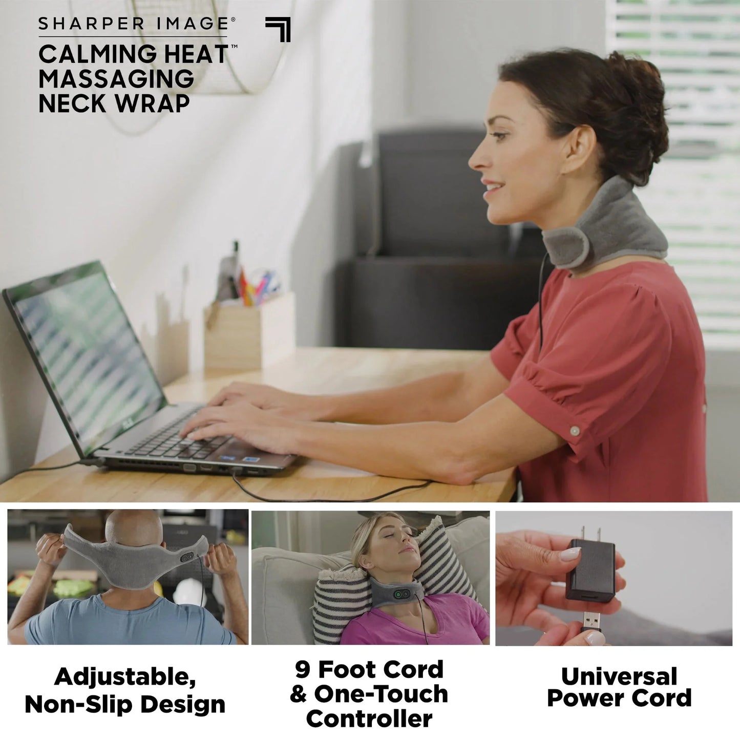 Calm Heat Massaging Neck Wrap – Heated & Weighted Neck Massager for Stress Relief