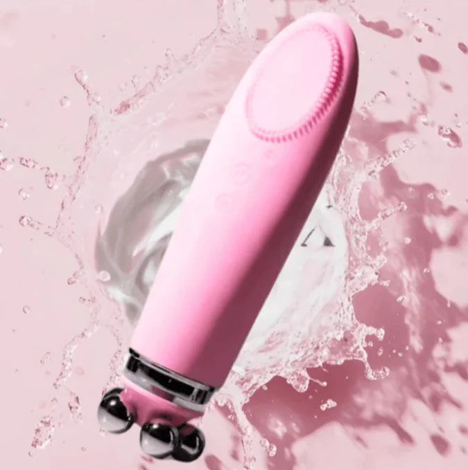 Face Massager – USB Rechargeable Skincare Device with 4 Heads for Puffiness & Glow