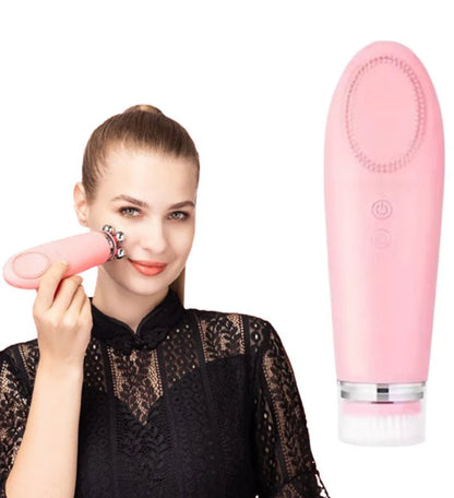 Face Massager – USB Rechargeable Skincare Device with 4 Heads for Puffiness & Glow