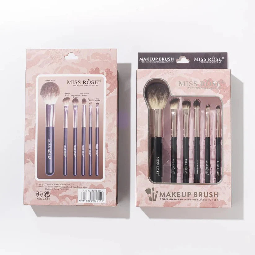 Miss Rose Professional 6 Marble Makeup Brush Set – Premium 6-Piece Collection