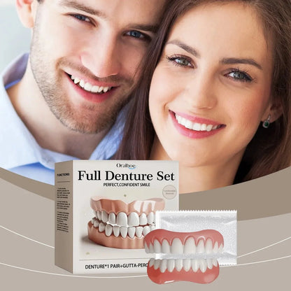 Oralhoe Full Denture Set – Temporary Cosmetic Teeth with Gutta-Percha | Natural Smile