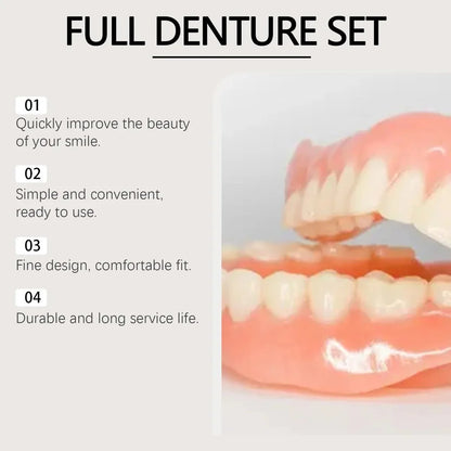 Oralhoe Full Denture Set – Temporary Cosmetic Teeth with Gutta-Percha | Natural Smile