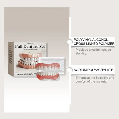 Oralhoe Full Denture Set – Temporary Cosmetic Teeth with Gutta-Percha | Natural Smile