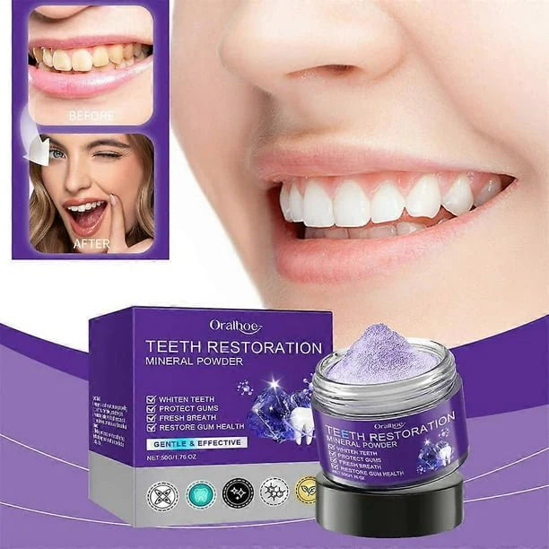 Oralhoo Teeth Restoration Mineral Powder – Natural Teeth Whitening & Gum Care (50g)