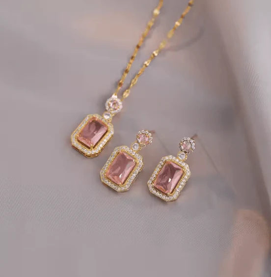 Royal Gemstone Necklace Set – Elegant Necklace & Matching Earrings Jewelry Set | Saudi Arabia